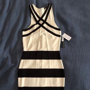 Eva Longoria Bodycon Cream and Black Dress M